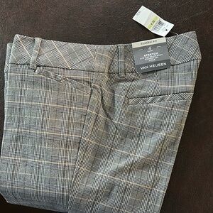 Women Van Heusen Stretch Size 4 Multi Check Print-Ankle Slit-Front/Back Pockets